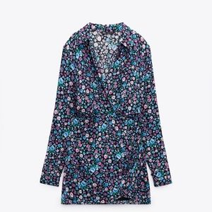 SOLD: ZARA SHORT SATIN EFFECT DRESS. Floral Print